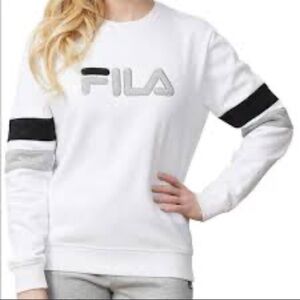 Fila White Sweatshirt with Black and Gray Accents